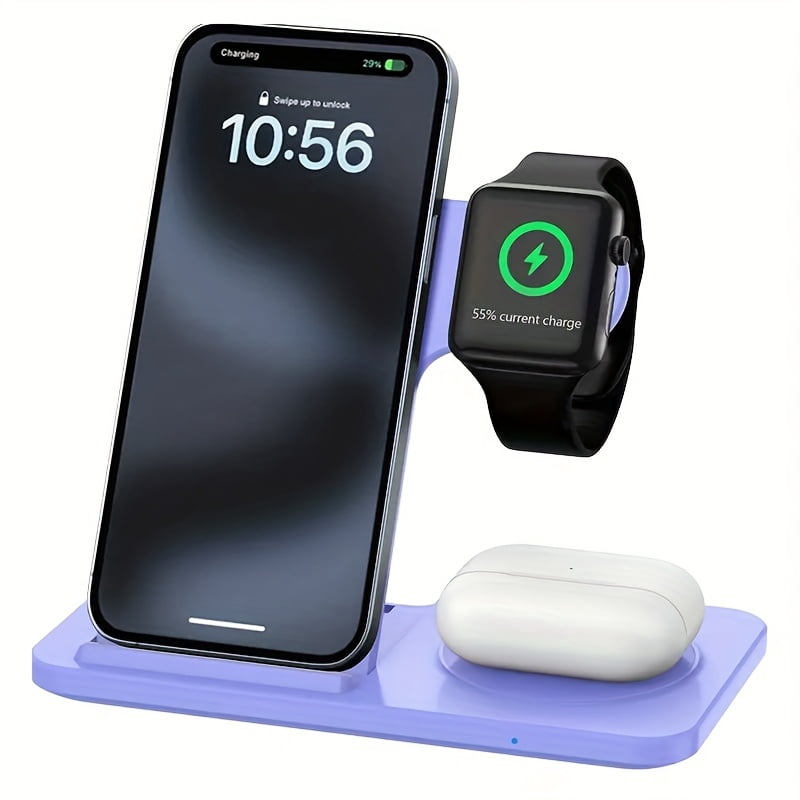 unbranded3-in-1 Fast Wireless Charger Stand for iPhone 17/16/15/14/13/12/11, Apple Watch Series 8/7/6/SE/5/4/3/2 & AirPods Pro/3/2