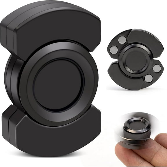 3-in-1 Fidget Toys Adults: Spinner, Slider & Clicker – Magnetic Stainless Steel Bearings for Super-Stable Rotation – Ultimate Stress Relief, Enhanced Focus, and Habit Breaking Companion(Black)