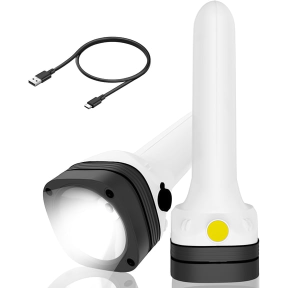 3-in-1 Flashlight: Front Beam, Standing Camp Lantern & Emergency Strobe Simple Design, Easy for Seniors. Ideal for Camping, Home & Car Safety. USB-C Rechargeable & Lightweight.