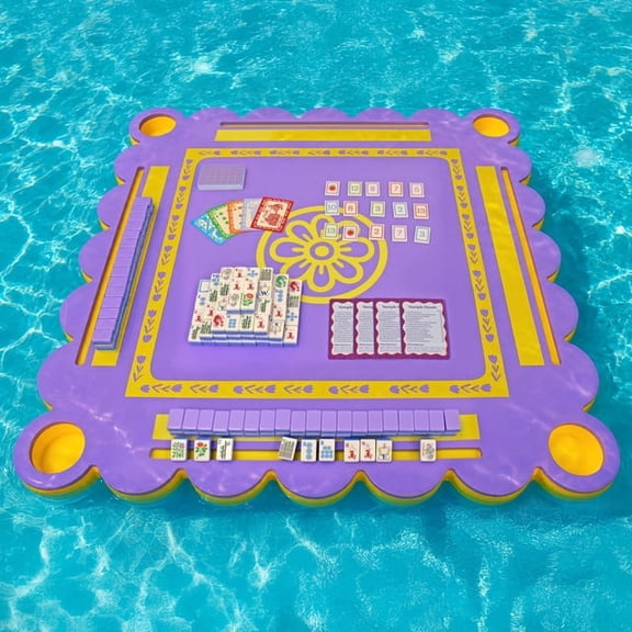 3-in-1 Floating Game Mat: Mahjong, Rummi Cube, and Waterproof Cards - Super Floral Edition