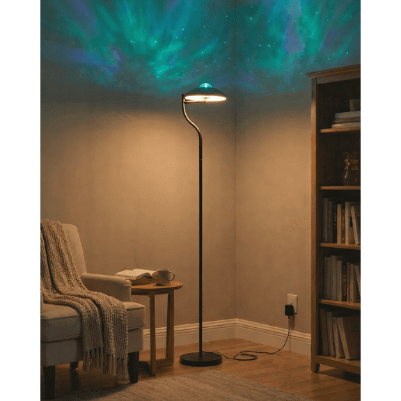 3-in-1 Floor Lamp – Ambient LED Light, Ripple Water & Star Projector, 350° Rotating Design – Magnetic Remote Control, Timer – for Bedroom, Living Room, Home Theater