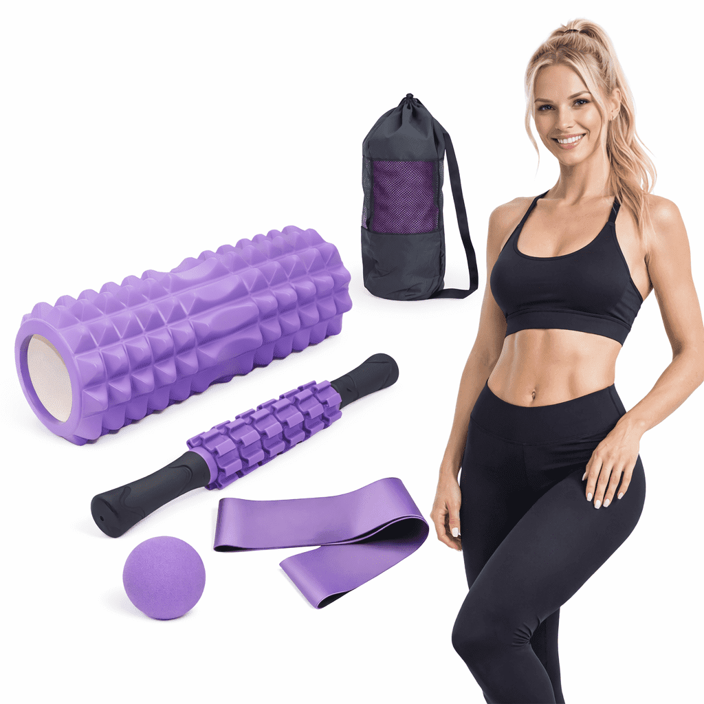 3-in-1 Foam Roller Set, Deep Tissue Muscle Massager Kit with 13" Grid Roller, 15" Massage Stick & Ball, Physical Therapy Recovery Tools