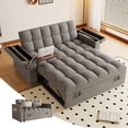 thumbnail image 1 of 3-in-1 Foldable Large-size Sofa Bed with USB Charging Station and Table Board, Modern Velvet Sleeper Sofa Couches Bed with Storage Armrests and Adjustable Back for Living Room, Apartment, Dark Grey, 1 of 9