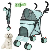 3 - in - 1 Foldable Pet Stroller for Small Pets - 6 Wheels, Adjustable Handle, Breathable Mesh