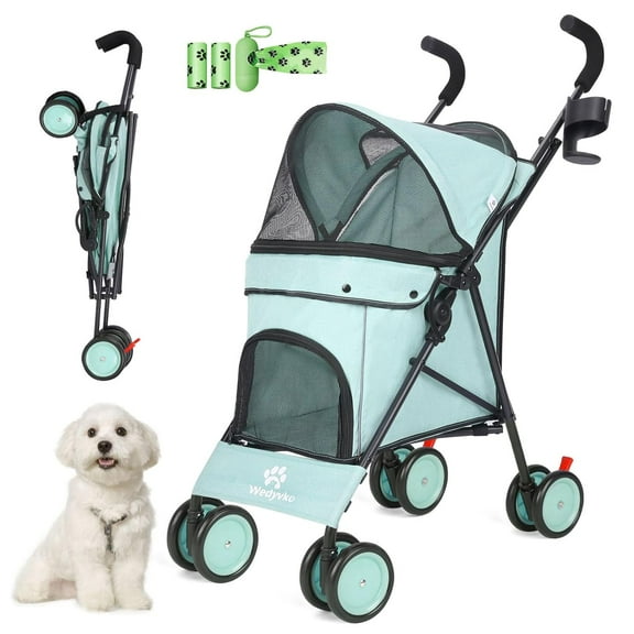 3 - in - 1 Foldable Pet Stroller for Small Pets - 6 Wheels, Adjustable Handle, Breathable Mesh