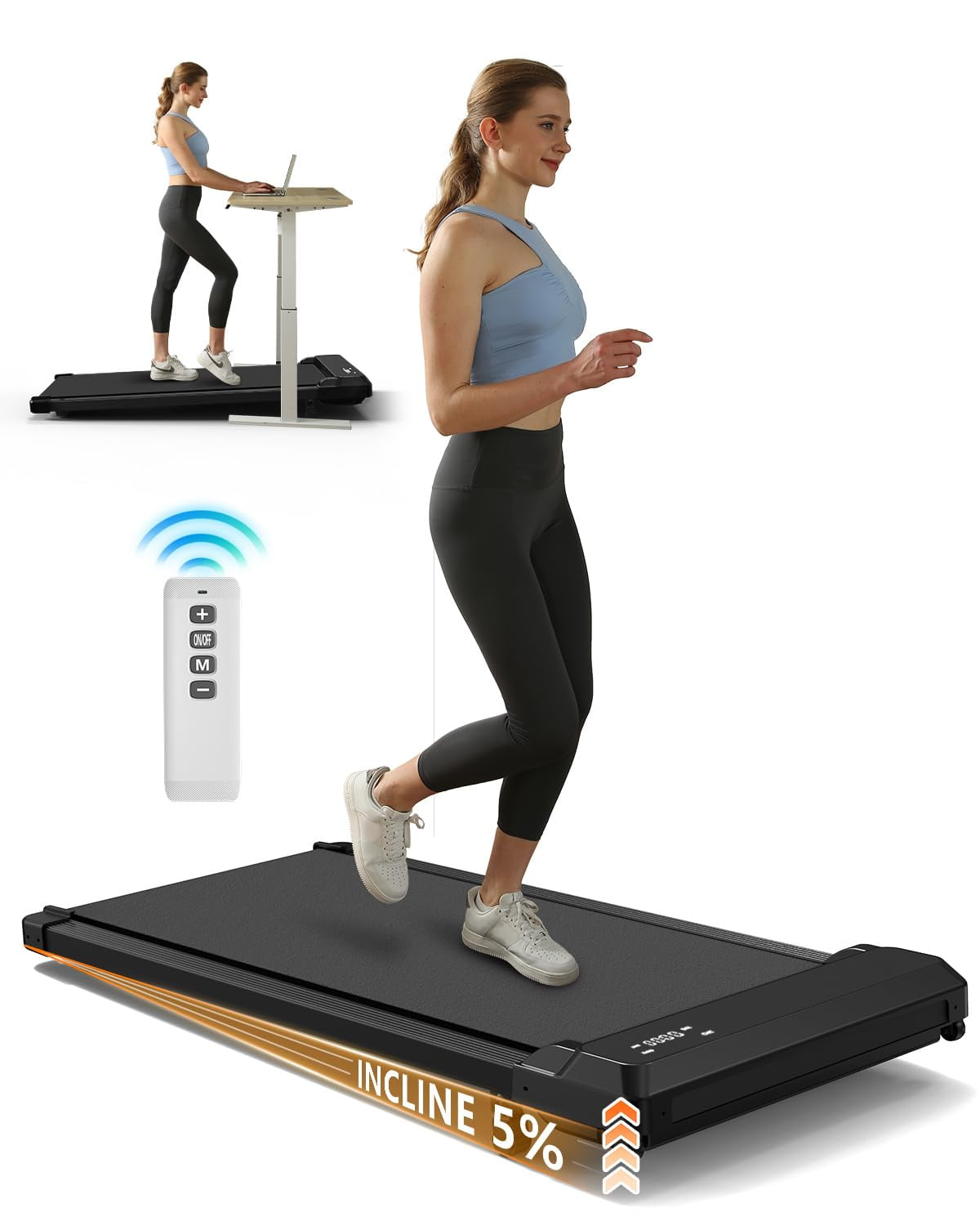 Walking Pad Treadmill, Incline Walking Pad for Home Office, 2.5 HP Quiet Motor, Remote Control and LED Display