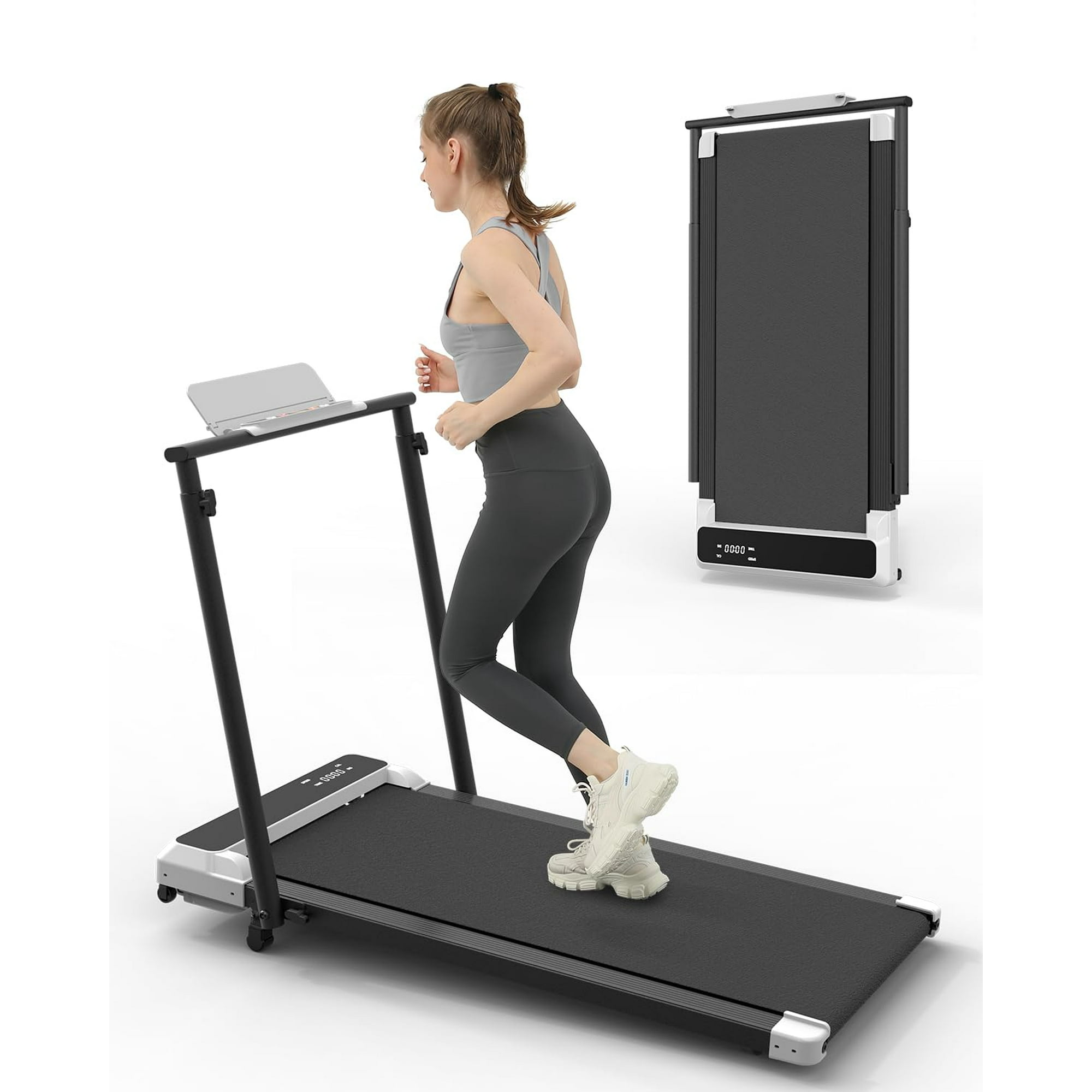 3-in-1 Foldable Treadmill with Handle Bar, Incline Walking Pad for Home Office, 2.5 HP Quiet Motor, Extra Wide Running Belt, Remote Control and LED Display