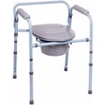 thumbnail image 1 of 3-in-1 Folding Bedside Commode and Raised Toilet Seat, Portable Toilet Supports Up to 300lbs, Bedside Commodes for Seniors, Adult Potty Chair with Bucket, Lid, and Splash Guard, 1 of 10