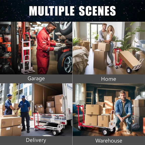 3-in-1 Folding Hand Truck, 770LBS Capacity Aluminum Alloy Dolly Cart with 4 Wheels, Convertible Dolly Portable Hand Truck for Moving, Warehouse, Delivery, Industrial Use$$Tools