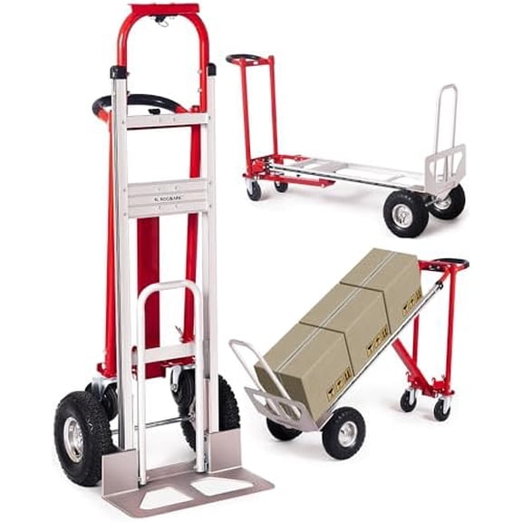 3-in-1 Folding Hand Truck, 770LBS Capacity Aluminum Alloy Dolly Cart with 4 Wheels, Convertible Portable Hand Truck for Moving, Warehouse, Delivery, Industrial Use$$Tools