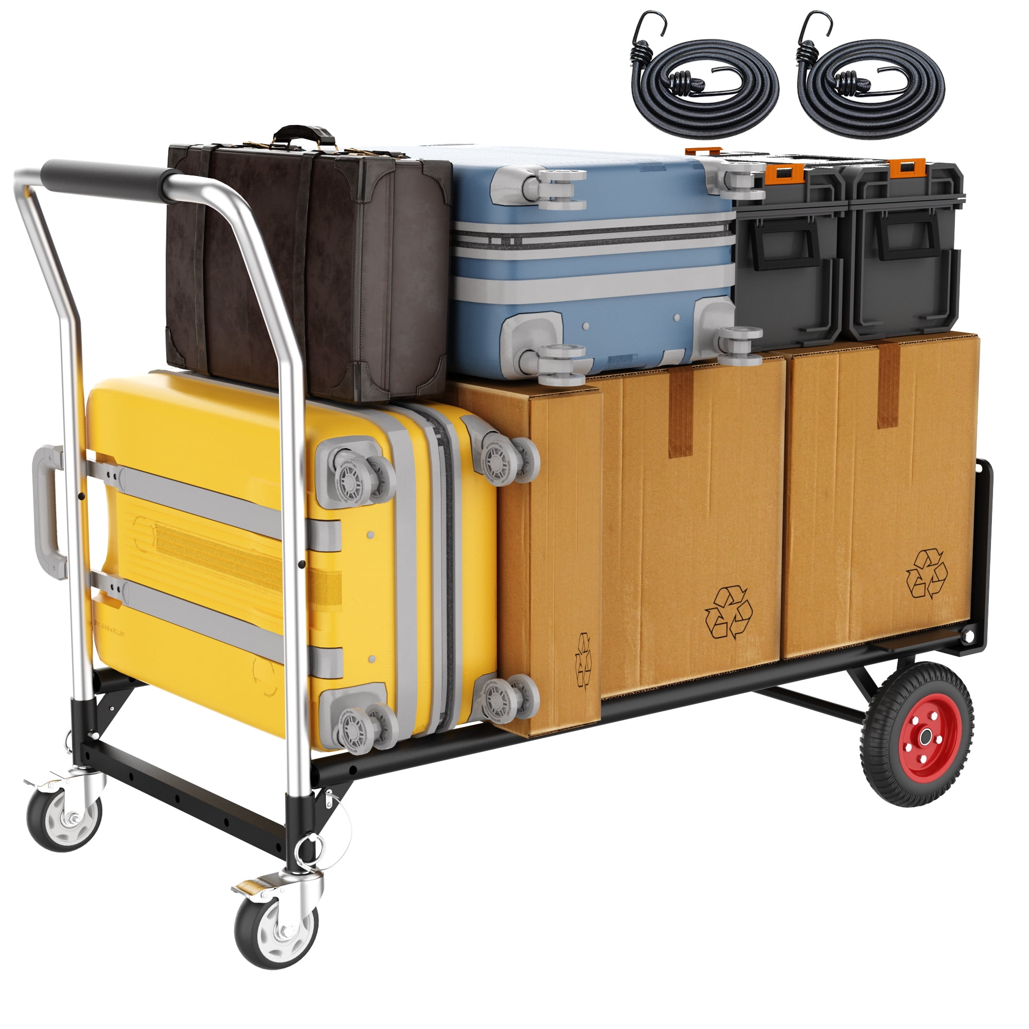 3-in-1 Folding Hand Truck Dolly - 600lb Load Rating Convertible 2-Wheel & 4-Wheel Cart for Moving, Warehouses, and Home Use