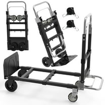 3 in 1 Folding Hand Truck, Portable Heavy Duty Dolly Cart with 4 Rubber Wheels, Utility Cart Telescopic Handle Moving Dolly 500 lbs