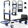 thumbnail image 1 of Yacona 3-in-1 Folding Hand Truck, Foldable Dolly Cart with Wheels Heavy Duty, Convertible Hand Cart for Moving with Retractable Handle, Blue, 1 of 7
