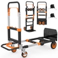 thumbnail image 1 of Yacona 3-in-1 Folding Hand Truck, Foldable Dolly Cart with Wheels Heavy Duty, Convertible Hand Cart for Moving with Retractable Handle, Orange, 1 of 7