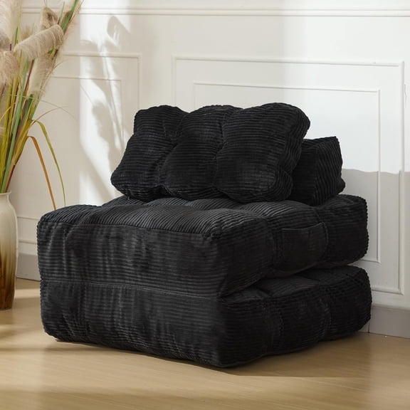 3-in-1 Folding Sofa Bed, Comfy Sleeper Chair with Back Support & Pillow, Convertible Floor Lounge & Single Bed for Apartment, Dorm, Guest Room