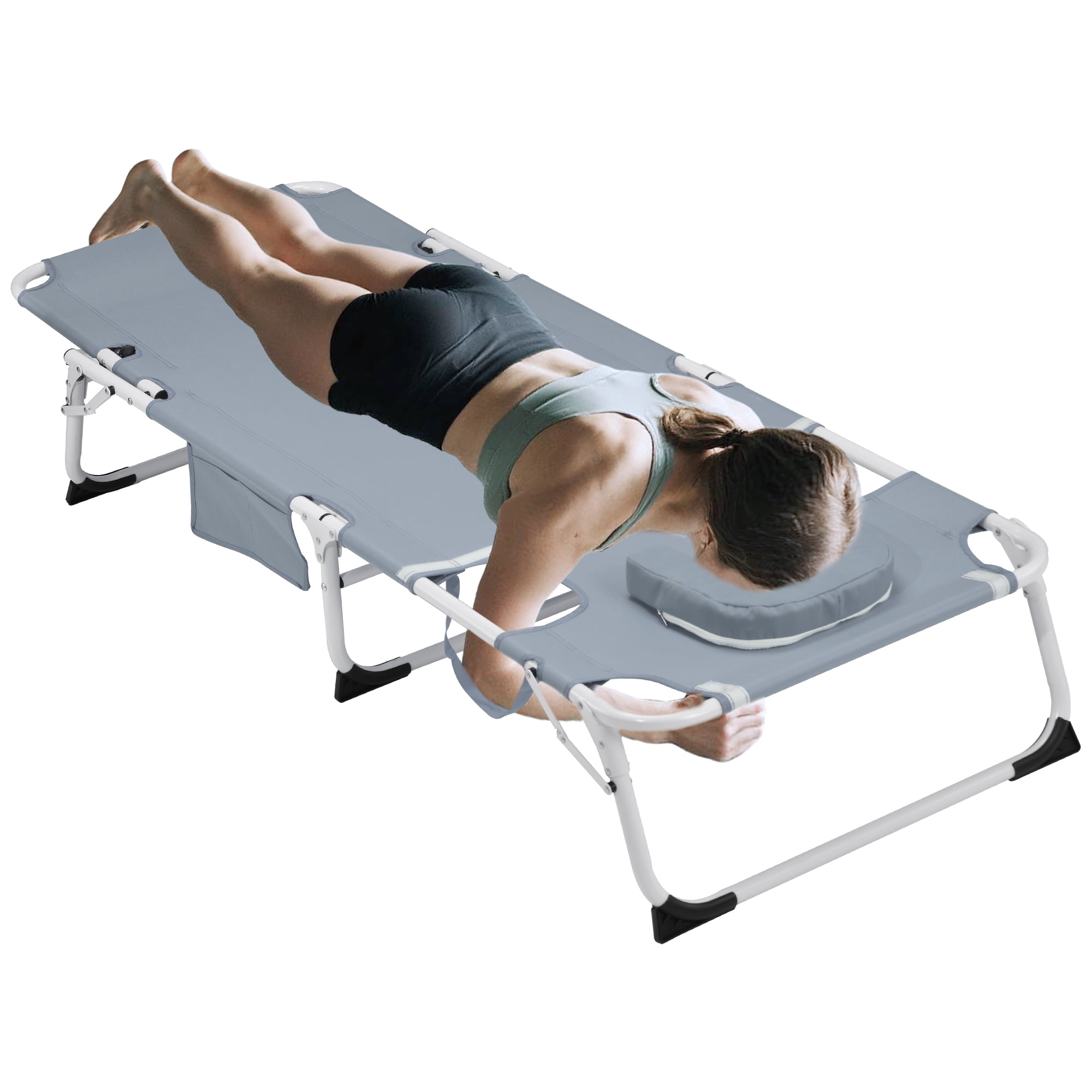 3-in-1 Folding Tanning Lounge Chair with Face & Arm Holes, 5-Position Adjustable Lay Flat Chaise, Heavy Duty 400 LBS Portable Beach Patio Pool Lawn Sunbed
