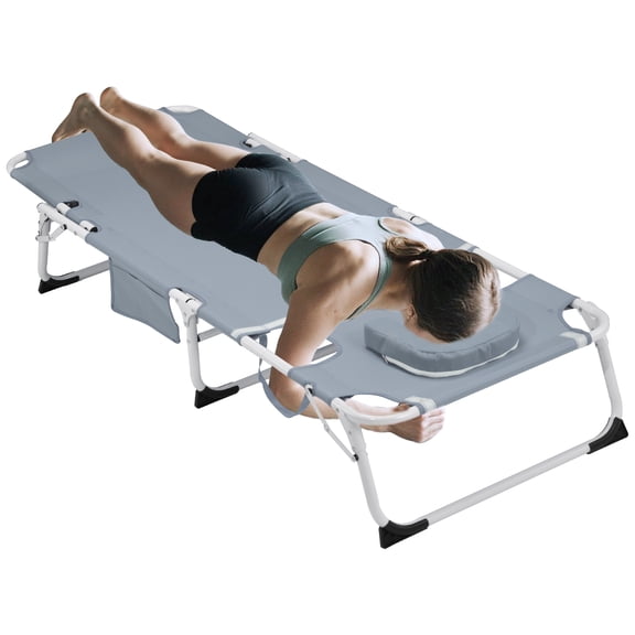 3-in-1 Folding Tanning Lounge Chair with Face & Arm Holes, 5-Position Adjustable Lay Flat Chaise, Heavy Duty 400 LBS Portable Beach Patio Pool Lawn Sunbed