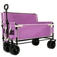 thumbnail image 1 of 3-in-1 Convertible Folding Wagon Cart with Bench Seat & Storage - 500lbs Heavy-Duty Utility Wagon, 180L Capacity All-Terrain Wheels for Camping, Beach, Sports, Garden, purple, 1 of 9