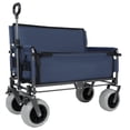 thumbnail image 1 of LuckyNote 3-in-1 Folding Wagon with Bench Seat, Heavy Duty Carbon Steel Frame, 500lbs Capacity, 9"×4" All-Terrain Beach Tires, 360° Swivel Wheels for Camping Beach Outdoor Transport, 1 of 10