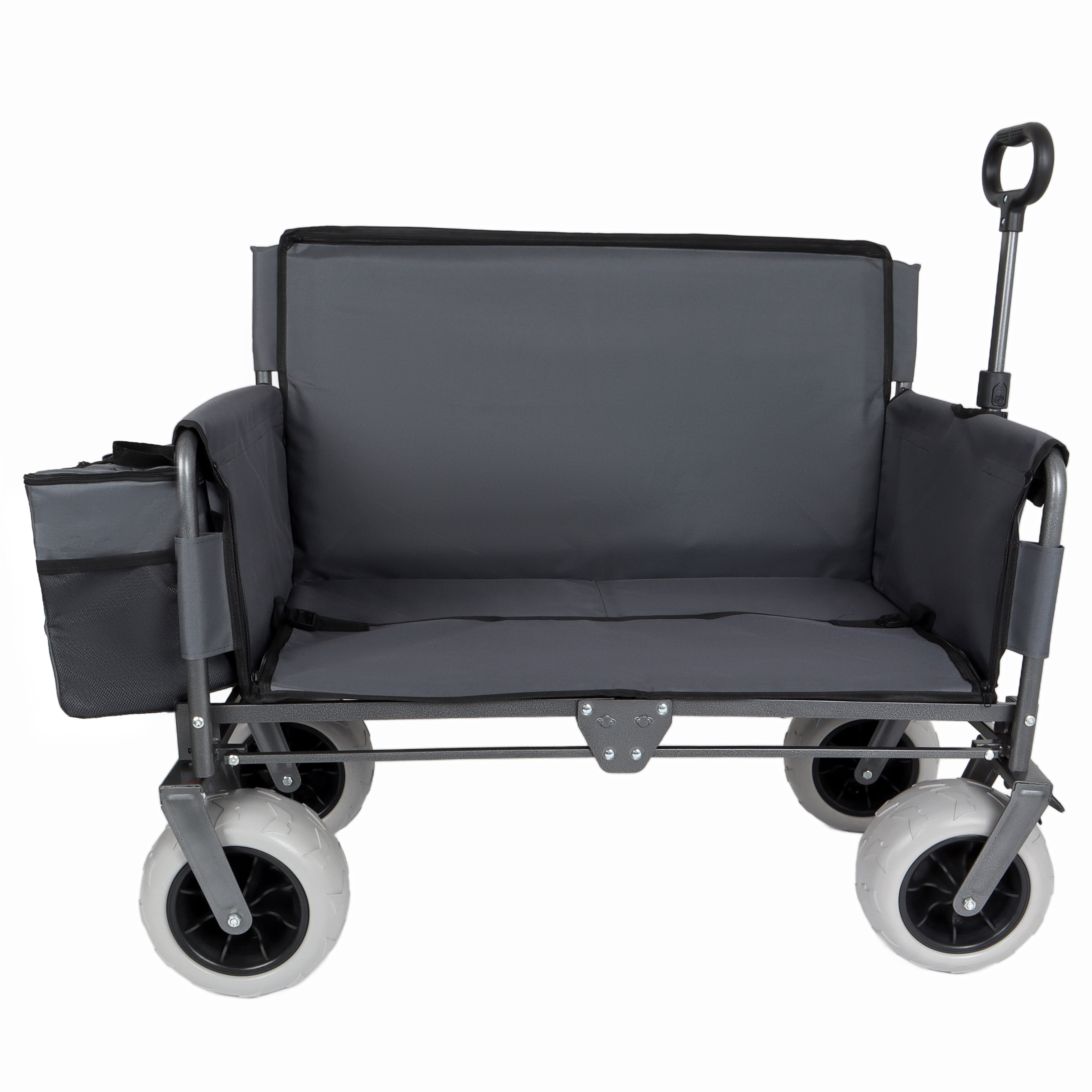 3-in-1 Folding Wagon with Bench Seat, Patent Protected, 500lbs Capacity, 9"x4" Beach Tires, Includes 1 Ice Pack