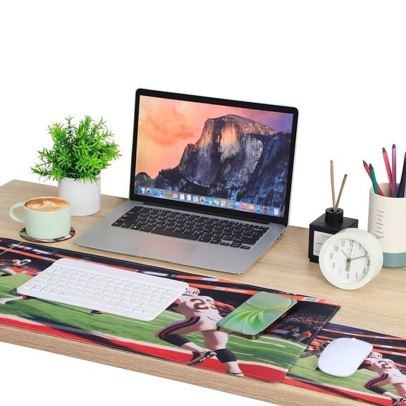 3-in-1 Football Gaming Mouse Pad Set, 31.5"11.8" Extra Large Extended Desk Mat, Non-Slip Waterproof Rugby Style Keyboard Pad with Small Mouse Pad & Coaster