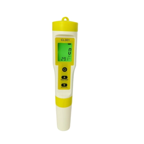 3 in 1 Free Chlorine Tester Pen Portable Chlorine Temp Meter Backlight Residual Chlorine Monitoring ,Easy to Use