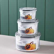 3-in-1 Fridge Produce Storage Containers - Ventilated Bins with Colander Insert Keep Fruits/Veggies Crisp Longer in Refrigerator Drawers(5.19x3.07")