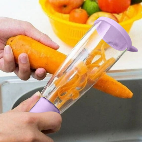 3-in-1 Fruit & Vegetable Peeler with Storage Case, Stainless Ergonomic Potato Peeler Tool for Kitchen, Dishwasher Safe Design Purple 7.87x2.09''