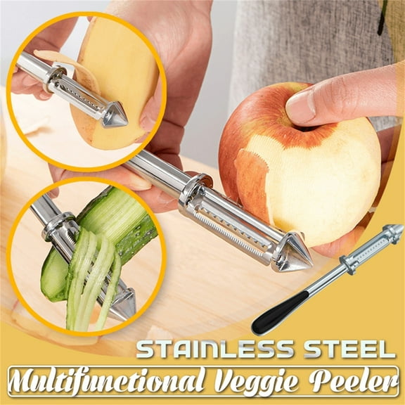 3-in-1 Fruit and Melon Peeler Grater, Stainless Steel Scraper with Non-Slip Handle for Vegetables and Fruits