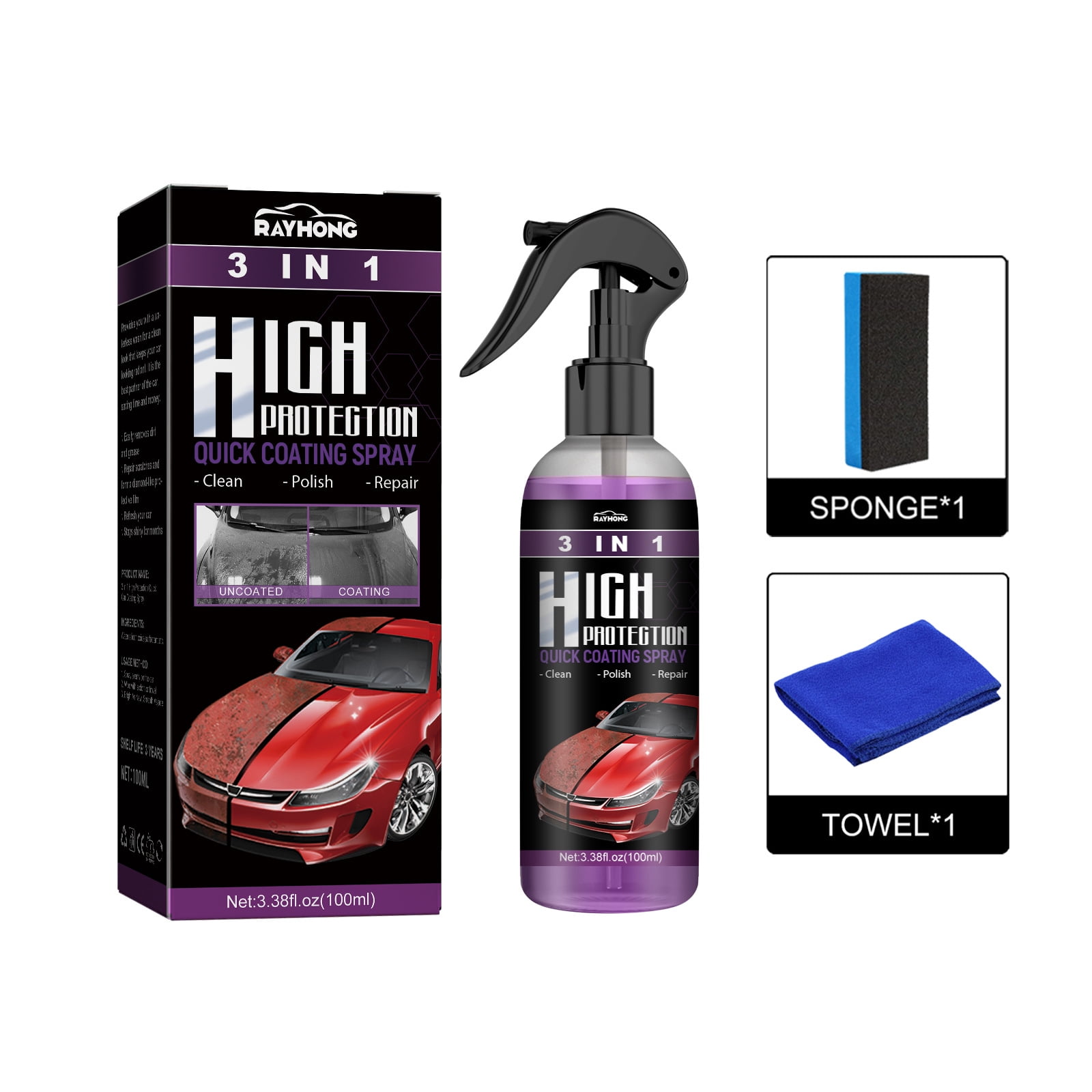 3 in 1 High Protection Ceramic Coating Nano Spray, Car
