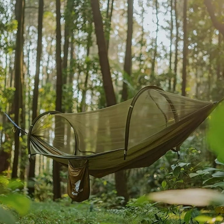 ハンモック A-hammock_01　防虫対策  GeerTop ギアトップ緑 GeerTopギアトップ メッシュ付きハンモック | 軽量快適 - neru海