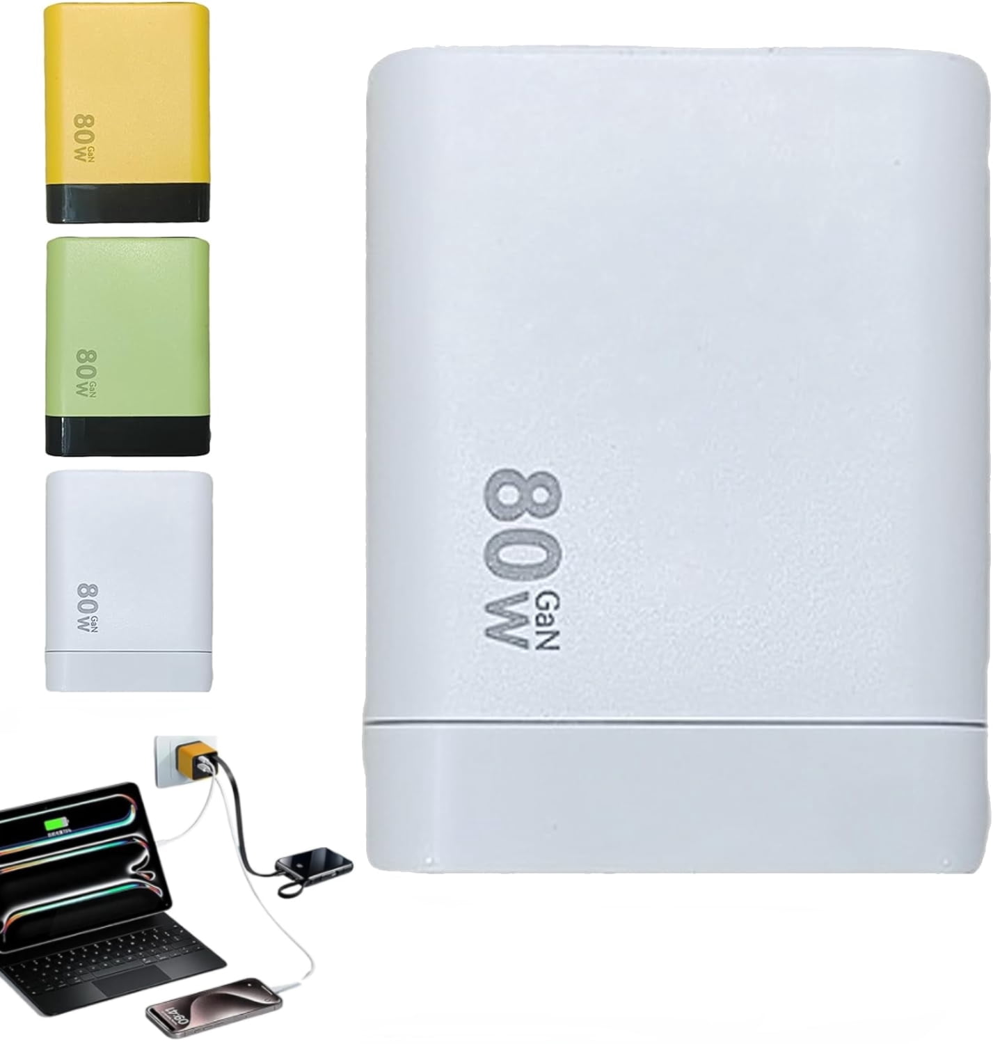 3 in 1 Gan Charger, Retractable 80w Max, Scalable 80w Max Fast Charger ...