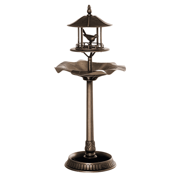 3-in-1 Garden Bird Bath with Pedestal, Bird Feeder and Flower Planter Base, Bronze