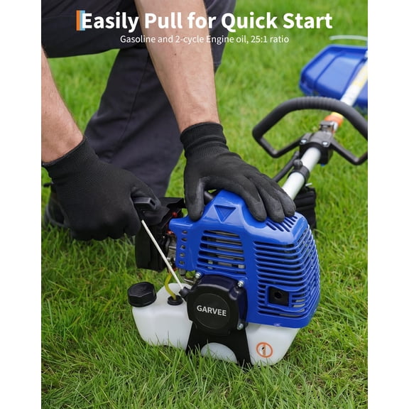 3-in-1 Gas Powered Brush Cutter & String Trimmer Tool Set – 43CC, 13"-17" Cutting Path, Heavy Duty Weed Wacker, Edger, Anti-Vibration Handle, Shoulder Strap, Blue