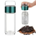thumbnail image 1 of 3-in-1 Glass Tea Infuser Bottle, 280ml/9.47 oz Double Layer Portable Tea Infuser, Durable Clear Tumbler with Infuser for Office Travel Home Cup Glass Tumbler, 1 Pcs, 7.09x2.6", 1 of 6
