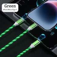 Cable De Carga 3 En 1 Con Luz LED Fluyente – USB-C, Micro USB Y Lightning, 1m/2m, Ideal Para Fiestas Y Decoración