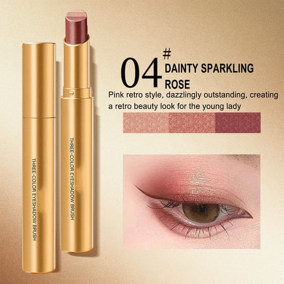 3-in-1 Gradient Eyeshadow Stick Cream Eyeshadow Crayon with Built-in 3 Colors Matte Long-Lasting Eyeshadow Pen for Beginners - Easy Eyeshadow Pencil for Quick Eye Makeup, On-the-Go Touch Ups, Travel