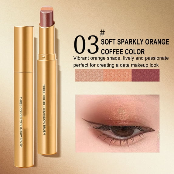 3-in-1 Gradient Eyeshadow Stick Cream Eyeshadow Crayon with Built-in 3 Colors Matte Long-Lasting Eyeshadow Pen for Beginners - Easy Eyeshadow Pencil for Quick Eye Makeup, On-the-Go Touch Ups, Travel
