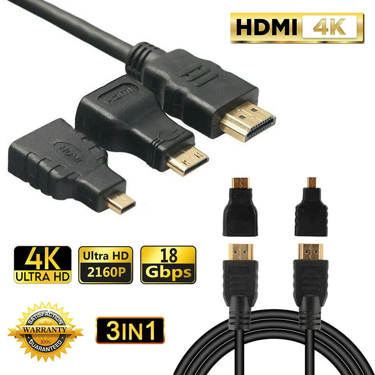 CABLE HDMI + ADAPTADOR MINI HDMI + ADAPTADOR MICRO HDMI