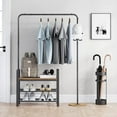 thumbnail image 1 of 3-in-1 Hall Tree Coat Rack, Entryway Bench with Storage, Multifunctional Organizer with Hooks, Hanging Rods & Shoe Rack, Rustic Wood Look Furniture for Entryway, Bedroom, Living Room, 1 of 9