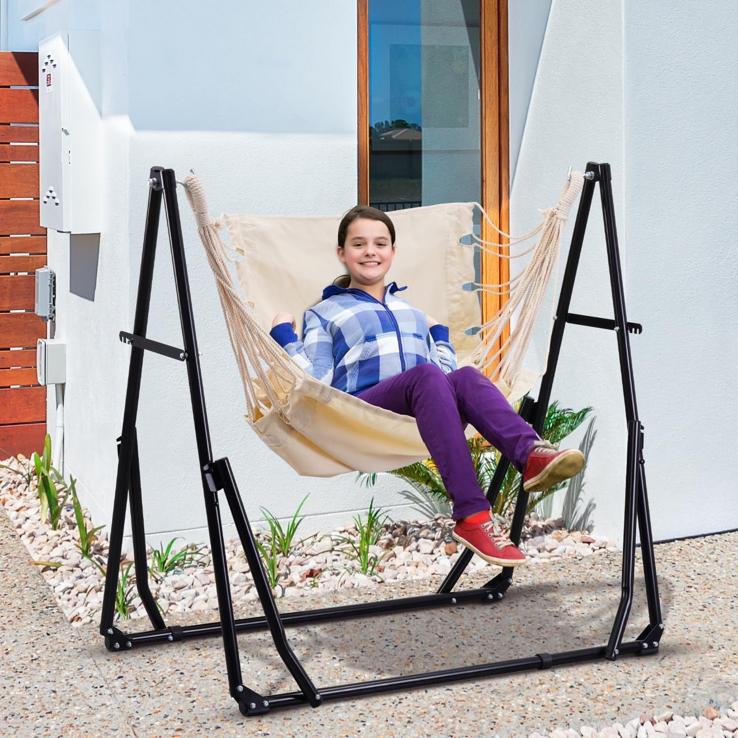 3 in 1 Hammock with Stand Outdoor Hammock Swing Chair with Portable Heavy Duty Stand 3 Modes Hammock Stand 480 lbs Weight Capacity Beige Walmart