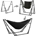thumbnail image 1 of 3 in 1 Hammock with Stand, Outdoor Hammock Swing Chair with Portable Heavy Duty Stand, Multi-Functional Hammock Stand 480 lbs Weight Capacit-Black, 1 of 9