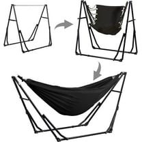 3 in 1 Hammock with Stand, Outdoor Hammock Swing Chair with Portable Heavy Duty Stand, Multi-Functional Hammock Stand 480 lbs Weight Capacit-Black