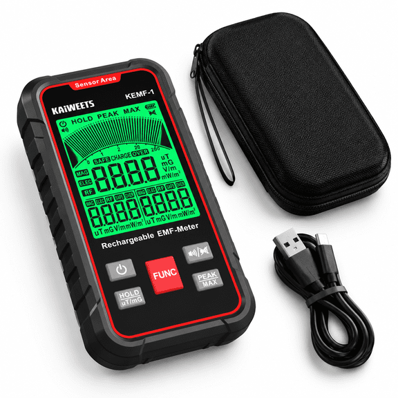 3-in-1 Handheld EMF Detector, Measures RF, EF, MF WiFi Signals, Rechargeable