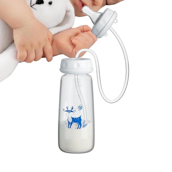 3-in-1 Hands Anti-Colic Baby Bottle, 8oz Wide Neck Milk Feeder with Leakproof Silicone Sleeve and Adjustable Flow for Newborns, (1 Pack, Blue)