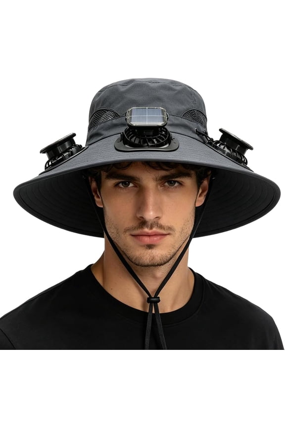 3-in-1 Hands-Free Hat Fan,Three Solar Fan Outdoor Cooling Fan Hat,Solar Fan Hat for Men Women,UPF 50+ Removable&Type-C Charg