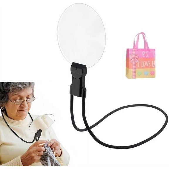 3-in-1 Hands-Free Magnifying Glass - Neck Worn, Handheld & Desktop Magnifier with HD Lens, Type-C Rechargeable for Reading, Sewing, Crafts, Visual Aid Gift for Seniors & Low Vision Adults(XX)