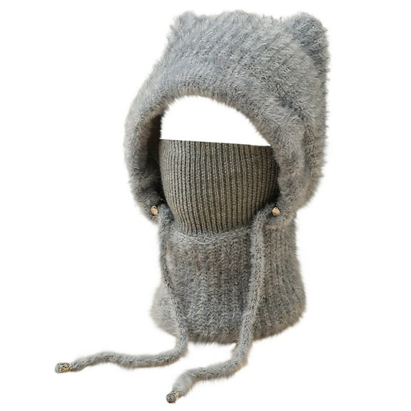 3 in 1 Hat Face Masks Womens Beanies Fall Fashion Beanie for Women Windproof Women's Hats & Caps Grey