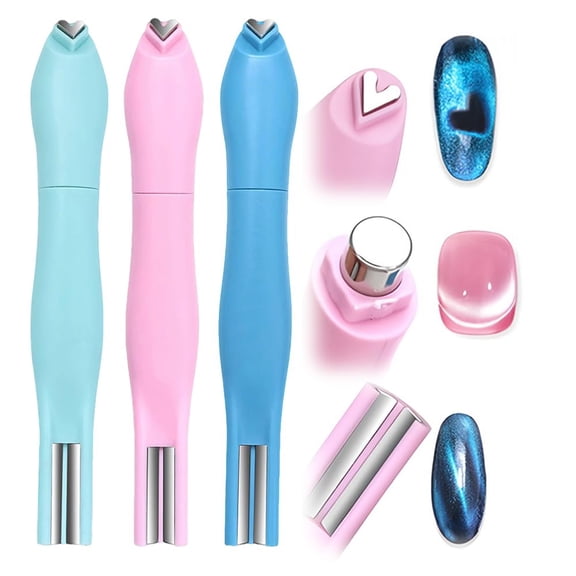 3 in 1 Heart Magnet Set for Cat Eye Gel Polish - Multi-Functional Magnetic Nail Art Tool Kit for DIY Designs, Salon Effects, and Home Manicures