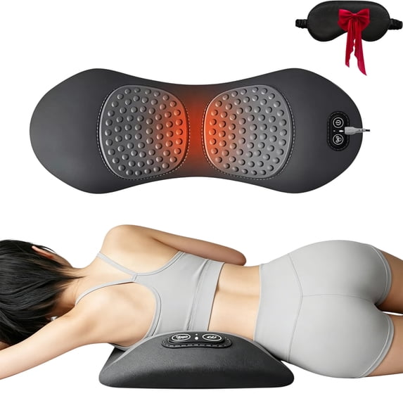 3 in 1 Back Massager – 2026 New Triple Fusion Back Massager with Electric Lumbar Support Pillow, Heating, Vibration & Traction, Rechargeable Cordless for Pain Relief Deep Tissue, Adjustable Height
